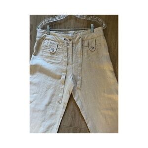 Linen wide leg minimalist conservative Boho Trouser Chino pants S 6